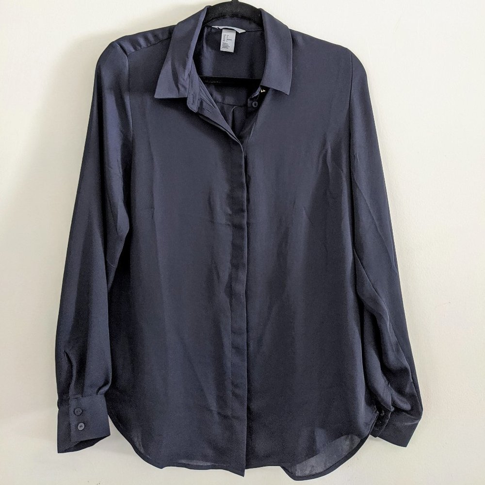 Navy Blue Button Down Blouse